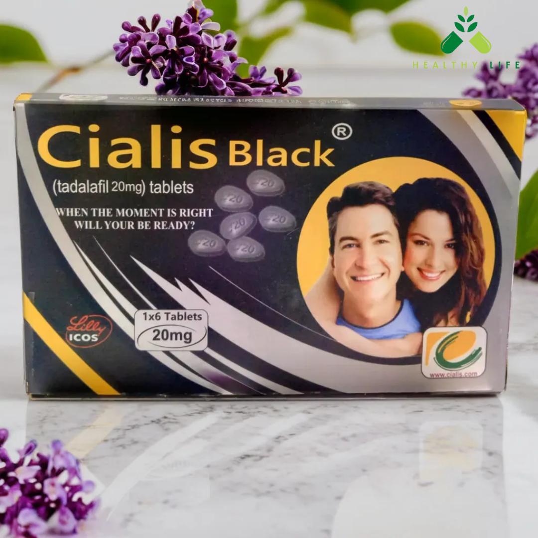 Black Cialis Film Coated Tadalafil 1×6 Tablets  for Hardness,Timing & Erectile Dysfunction Treats | Imported & Original Product